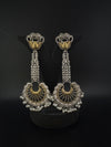 Oxidized Silver and Gold ChandBali Very long Earrings, designer jewelry