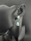 Swarovski inspired Cubic Zirconia, Diamond, channel setting Crystal stone, Silver Polish inspired Dangle Drop earrings, Indian Jewelry