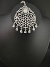 Silver Cubic Zirconia/Diamond Tikka, Indian Maang Tikka, Headpiece, Bridal jewelry
