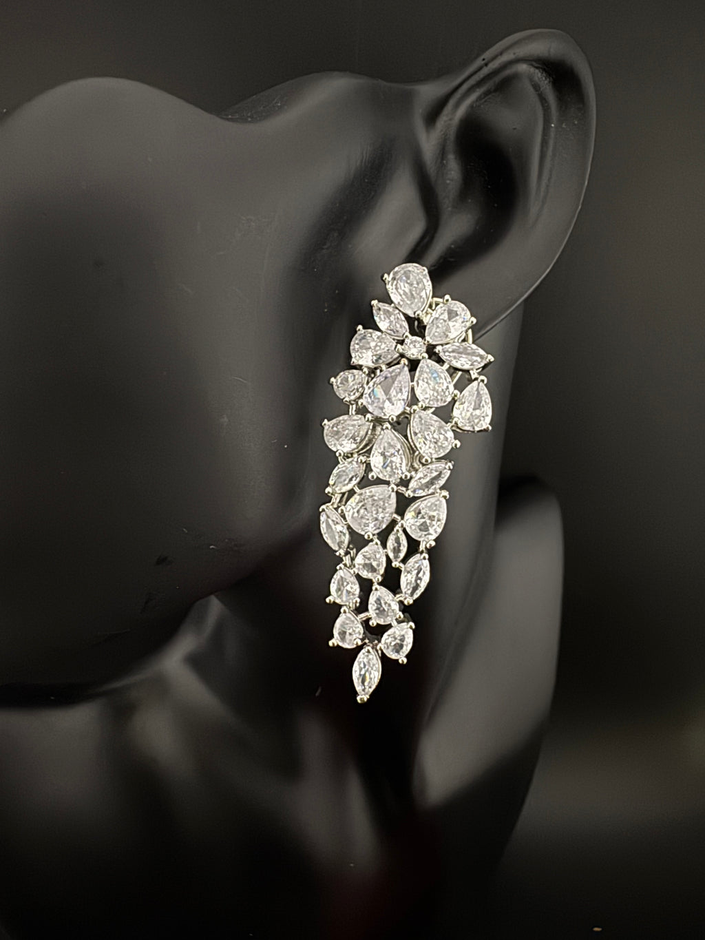 Premium Cubic Zirconia Chandelier Long earrings is designer Inspired, Statement Long earring, Bridal, Party, Wedding jewelry, Shiny