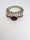 Moissanite Kundan, CZ, Doublet Stone, Openable Designer Bracelet Bangle, Gold Polish (Fits 2.6" wrists)