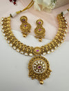 Rajwadi kundan, pearls Gold necklace set, Indian Bridal Jewelry set