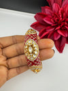 Pchhi Kundan, Moissanite Kundan, CZ Openable Broad Bracelet Bangle, Gold Polish (Fits 2.6" wrists) (Copy)