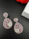 Premium Nano Setting of Cubic Zirconia in silver is designer Inspired Statement Drop Dangle earring/Unique Indian, Bridal, bridesmaid gift