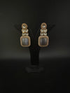 Gray and Gold Kundan, Stone Chandelier Drop Earrings, Bridal, Moissanite, CZ, Designer jewelry