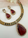 Stones, CZ/AD Gold Plated necklace set, Indian Bridal Jewelry set