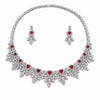 Ruby Swarovski Crystals and CZ Diamond all over Necklace Set, White Gold Plated set
