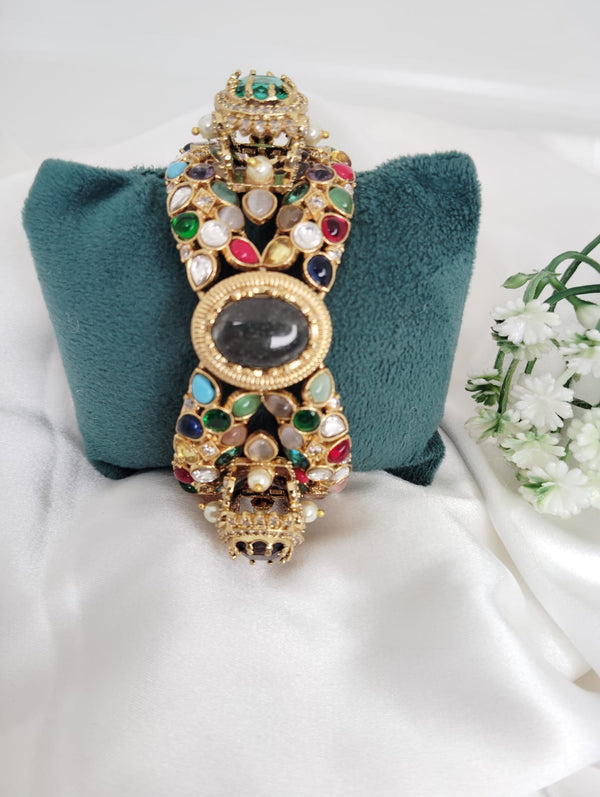 Designer inspired Stones, CZ, Crystal Openable Bracelet Bangle, Gold Polish (Fits 2.6" wrists)