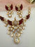 Kundan, Moissanite, Red MOP, CZ Flexible Peacock Gold necklace set, Indian Bridal Jewelry