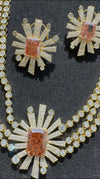 Swarovski Crystals and CZ Diamond star burst Necklace Set, Gold Plated set