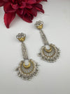 Oxidized Silver and Gold ChandBali Very long Earrings, designer jewelry