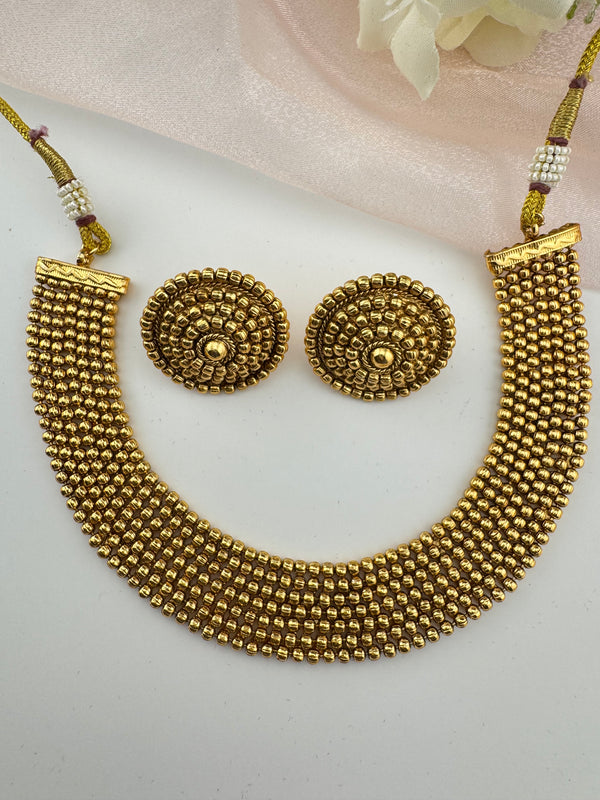 Gold plated brass contemporary necklace set, Indian Bridal Jewelry set