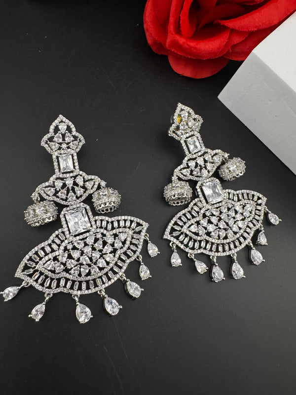 Premium Cubic Zirconia Chandelier Oversized earrings is designer Inspired, Statement Long earring, Bridal, Party, Wedding jewelry,