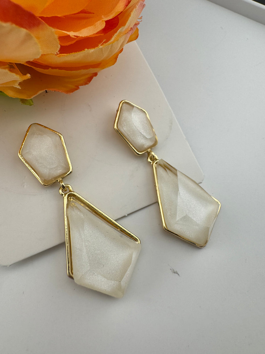 High Quality Premium Enamel and gold Designer Drop Earrings