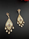 CZ and Gold, Mother of Pearl Chandelier Drop Earrings, Bridal, MOP Designer jewelry