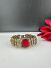 Moissanite Kundan, Crystal, CZ Adjustable Gold Polish Bracelet, Kids Bracelet fits 2.4"