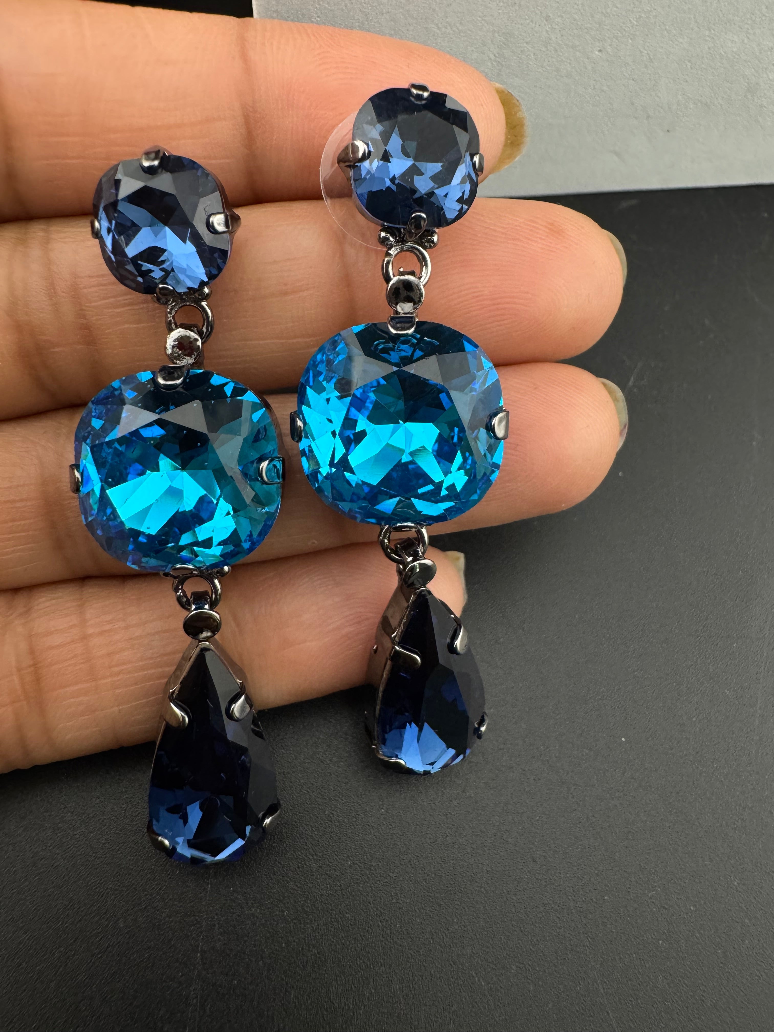 Premium Swarovski Crystal and Cubic Zirconia in long drop is a designer earrings/Swarovski Inspired Bridal Jewelry