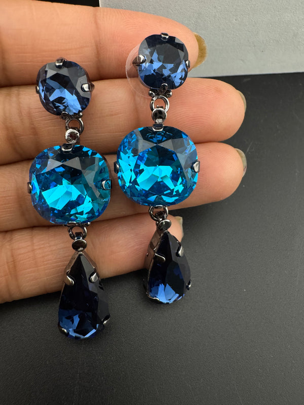 Premium Swarovski Crystal and Cubic Zirconia in long drop is a designer earrings/Swarovski Inspired Bridal Jewelry