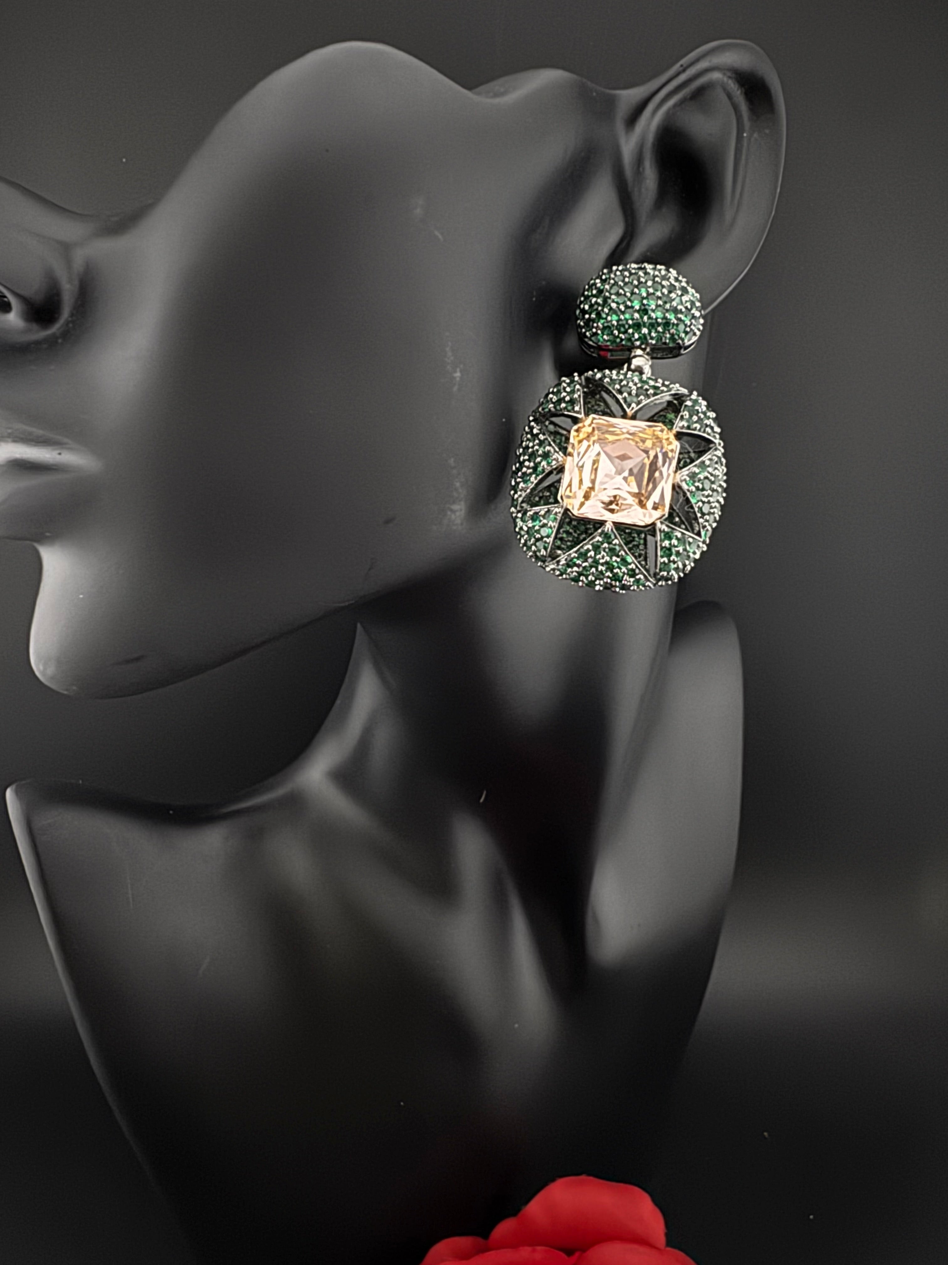 Premium Nano Setting Cubic Zirconia and Crystal earrings in Drop shape, stylish, designer Inspired Statement earring/Bridal Bridesmaid gift