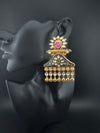 Amrapali inspired Matt Gold, kundan, Enamel, Oversized ChandBali long Earrings, designer jewelry