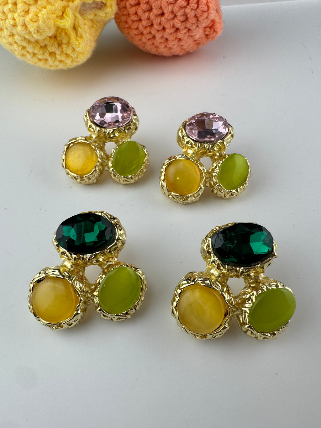 High Quality Premium Stones, CZ, Glass Crystals in gold is Swarovski inspired designer stud earrings/Big size Stud earrings/Statement stud