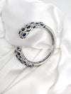 Openable Designer Cuff Bracelet with CZ Stones, Brass Bangle Fits 2.6"
