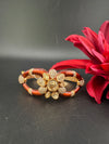 Moissanite Kundan, Enamel, CZ Adjustable Bracelet Bangle, Gold Polish Designer Bangle