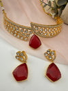 Kundan, CZ, Doublet Stone choker necklace set, Indian Bridal Jewelry set