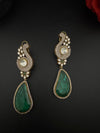 Kundan, CZ, Gold, Doublet Stone Chandelier Long Earrings, Bridal, Moissanite, CZ, Peacock Designer jewelry