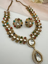 Stones, CZ, Kundan Gold necklace set, Indian Bridal Jewelry set