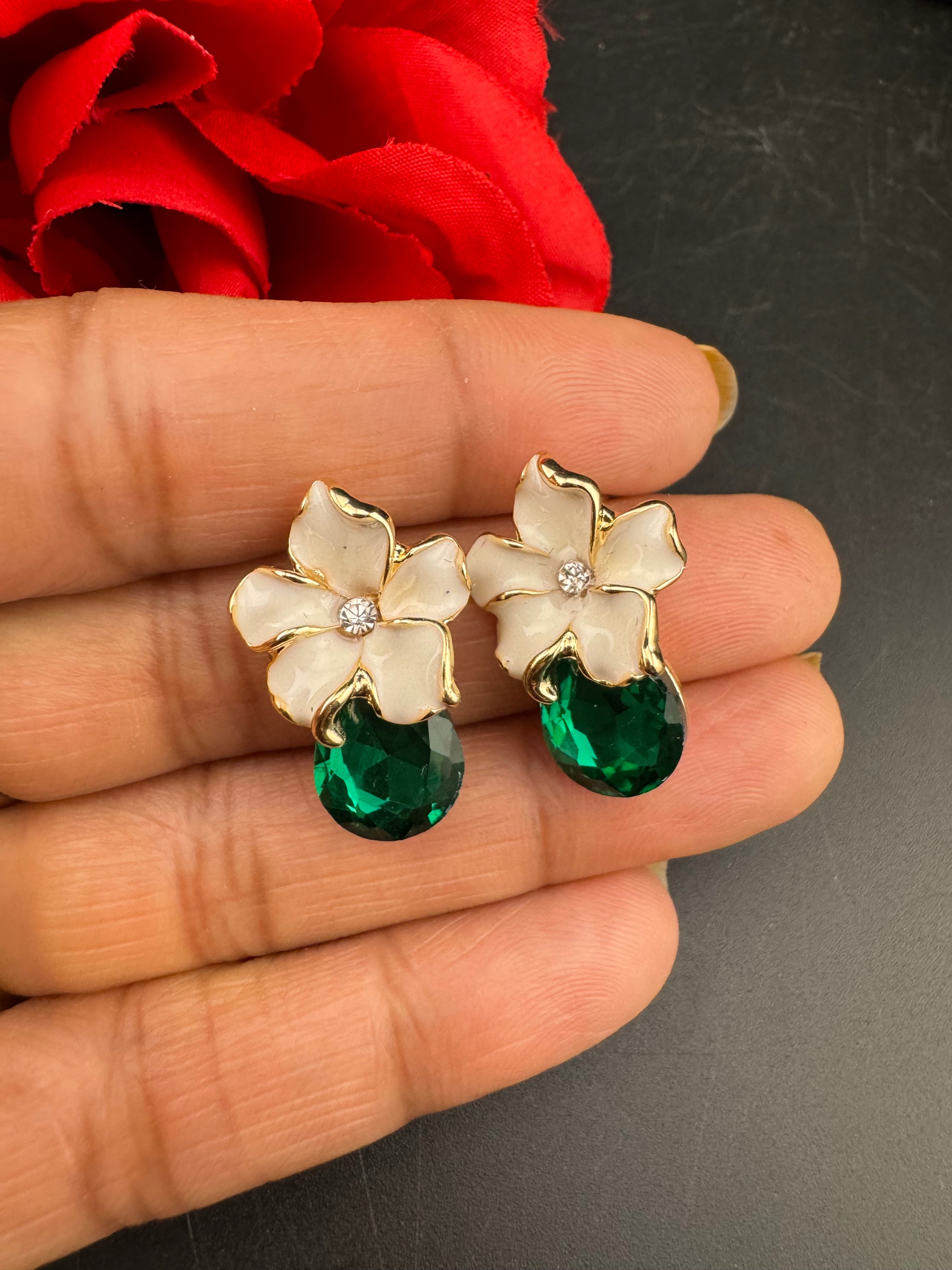 Premium Crystal and Enamel everyday earring is a Swarovski inspired designer Piece/Indian jewelry/Anti-tarnish Jewelry/Kids earrings