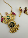 Amarapali inspired, pachi kundan, stones unique Birds Long Pendant Necklace Set, Brass Jewelry