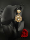 Golden Kundan, CZ, Chandbali Earrings, High shine, Bridal, Moissanite, Designer jewelry