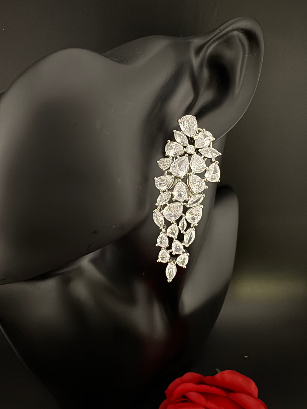 Premium Cubic Zirconia Chandelier Long earrings is designer Inspired, Statement Long earring, Bridal, Party, Wedding jewelry, Shiny