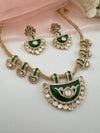 Kundan, Moissanite, MOP, CZ Flexible Gold necklace set, Indian Bridal Jewelry