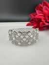 Openable Designer bracelet with Pearls, crystal stones, CZ Nano setting, Fits size upto 2.6"