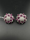 Cubic Zirconia, Diamond nano setting flower stud earrings, Indian Jewelry