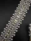 Step cut Crystals and CZ Diamond Statement Necklace Set, White Gold Plated Choker set