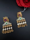 Amrapali inspired Matt Gold, kundan, Turquoise Enamel, ChandBali long Earrings, designer jewelry