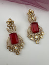 Gold with Doublet stone, kundan, cubic zirconia chandbali Drop earrings, Indian Jewelry