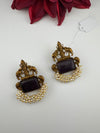 Amrapali inspired Matt Gold, Stone, pearls, Chandbali Earrings, designer jewelry