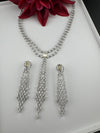 Crystals and CZ Diamond Statement double Layered Necklace Set, White Gold Plated Choker set