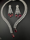 Crystals and CZ Diamond Statement front openable Hasli Necklace Set, Silver Plated Collar set