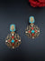 Antique Gold, Enamel, Stones Chandbali Dangle Earrings, Amrapali inspired Designer jewelry