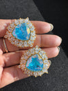 Gold Polish Crystal Stone Stud Earrings, Cubic Zirconia, AD, CZ, Indian Jewelry