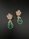 Green and Gold Kundan, Doublet Stone Chandelier Drop Earrings, Bridal, Moissanite, CZ, Designer jewelry