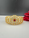 Moissanite Kundan, CZ Openable Bracelet Bangle, Gold Polish (Fits 2.6" wrists)
