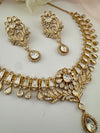 Moissanite Kundan Gold necklace set, Indian Bridal Jewelry set