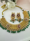 Rajwadi Gold necklace set with jhumka, in kundan and pearls, Indian Bridal Jewelry set