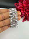Openable Designer bracelet with Pearls, crystal stones, CZ Nano setting, Fits size upto 2.6"